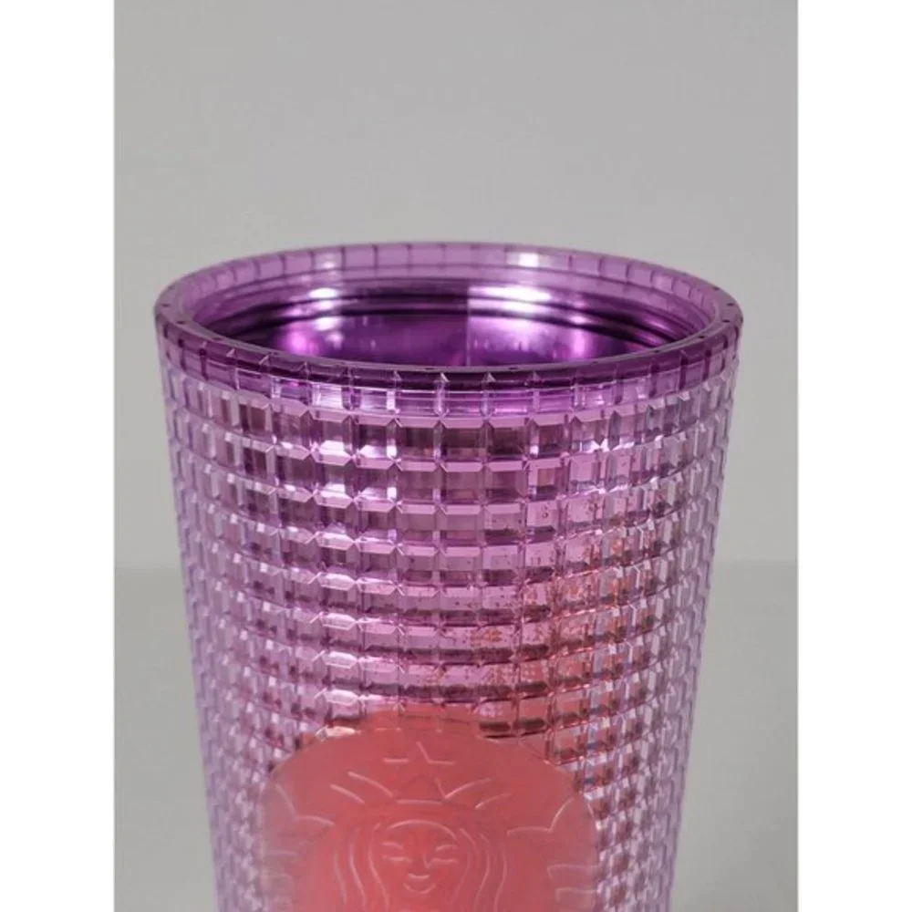Starbucks Pink Purple Iridescent Grid Venti 24 oz. Cold Tumbler No straw/lid NWT